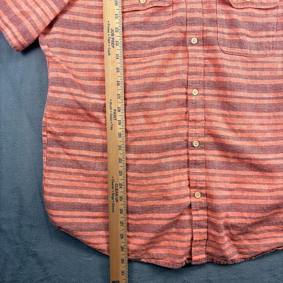 Old Navy Camp Shirt Men's XXL Peach Linen Blend Slim Fit Short Sleeve Breathable - Picture 5 of 7